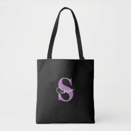 Bolsa Tote Monograma Personalizado de Lavanda Minimalista Mod