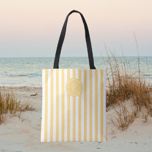 Bolsa Tote Monograma Personalizado de Stripe Francês Amarelo