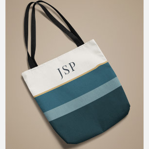 Bolsa Tote Monograma Personalizado Design Listrado Elegante
