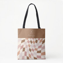 Monograma Personalizado Elegante Neutro Xadrez
