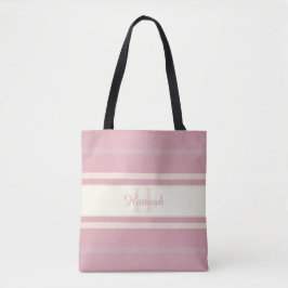 Bolsa Tote Monograma Personalizado Elegante Rosa Bege