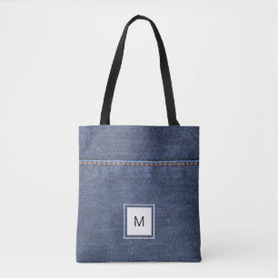 Bolsa Tote Monograma personalizado estilo da sarja de Nimes