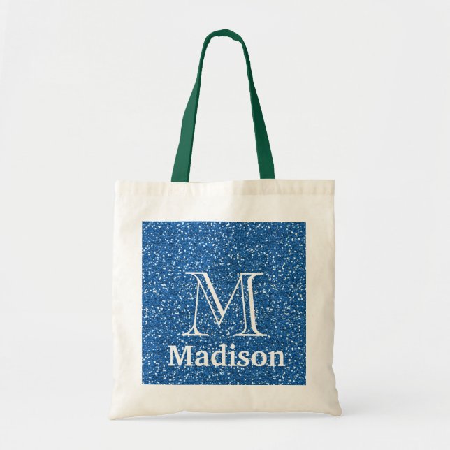 Bolsa Tote monograma personalizado falso com brilho Dourado (Frente)