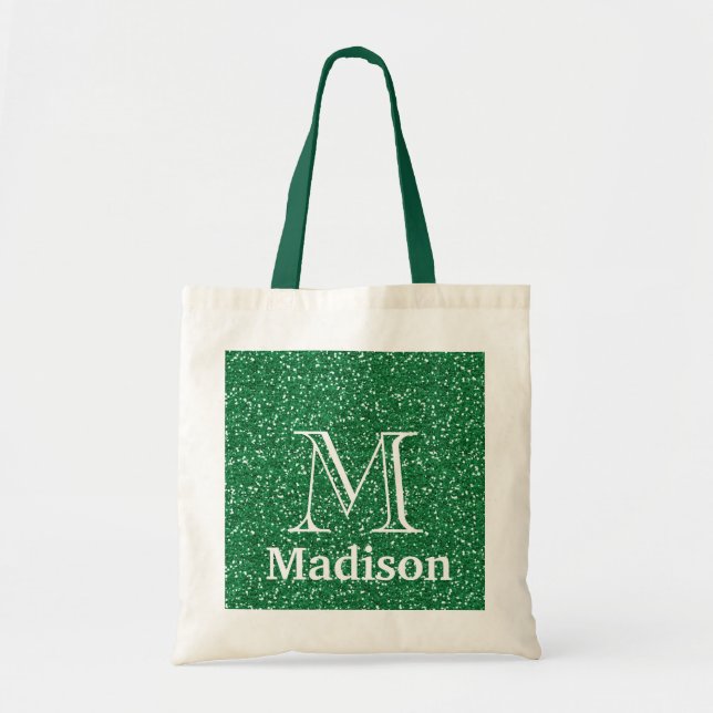 Bolsa Tote monograma personalizado falso com brilho Dourado (Frente)