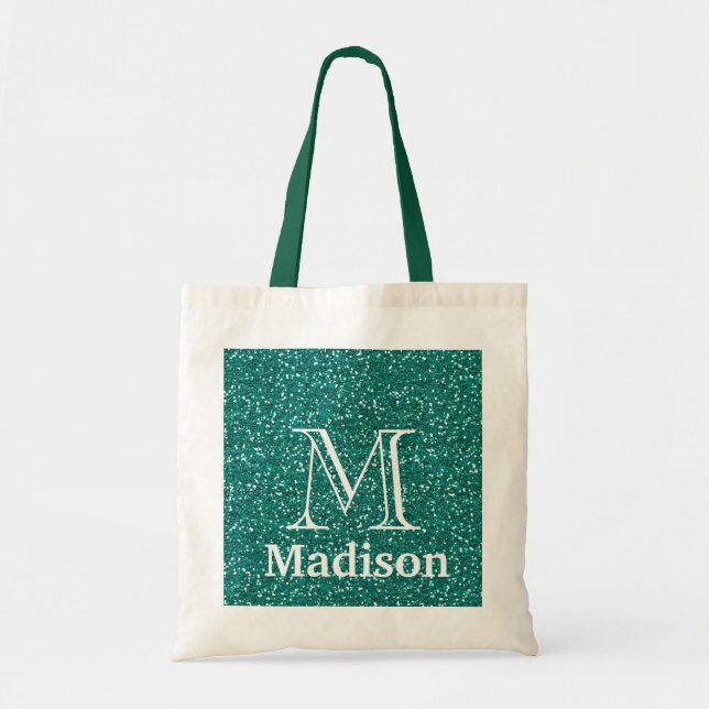 Bolsa Tote monograma personalizado falso com brilho Dourado (Frente)
