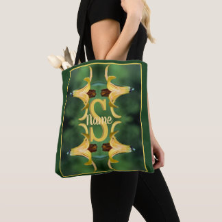 Bolsa Tote Monograma Personalizado Inicial Nome Arte de Lírio