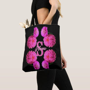Bolsa Tote Monograma Personalizado Inicial Nome Zinnia Arte F