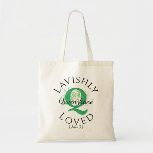 Bolsa Tote Monograma Personalizado, LAVISHLY AMADO Verde Q