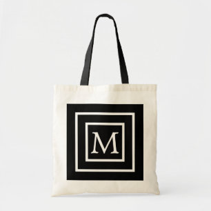 Bolsa Tote Monograma Personalizado Preto e Branco Quadrado