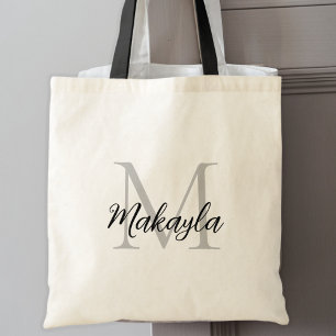 Bolsa Tote Monograma Personalizado Preto Elegante