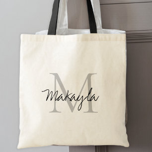 Bolsa Tote Monograma Personalizado Preto Elegante