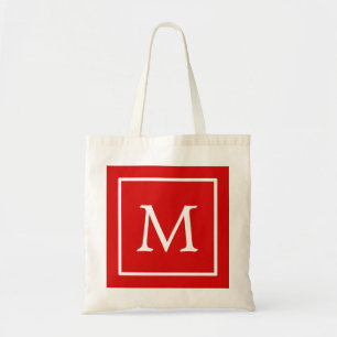 Bolsa Tote Monograma Personalizado Quadrado Vermelho e Branco