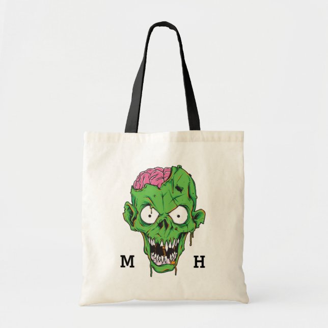 Bolsa Tote Monograma personalizado Sacos de tote Zombie (Frente)