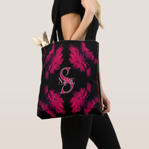 Bolsa Tote Monograma Personalizado Seu Nome Inicial Peônia Ar
