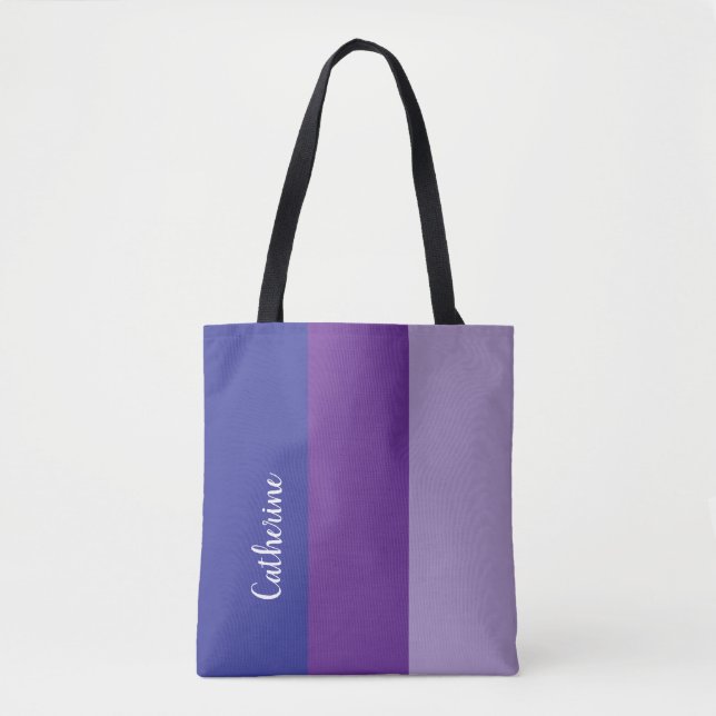 Bolsa Tote Monograma personalizado, tritom roxo (Frente)