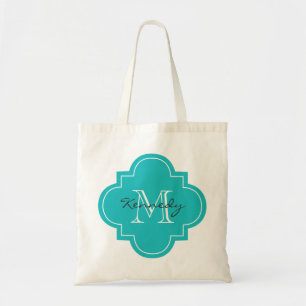 Bolsa Tote Monograma personalizado turquesa