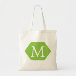 Bolsa Tote Monograma Personalizado Verde Hexa Round e Branco
