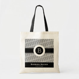 Bolsa Tote monograma personalizável de música preto/branco