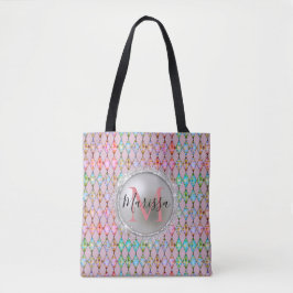 Bolsa Tote Monograma, Pink e Pastéis Verdes Harlequin