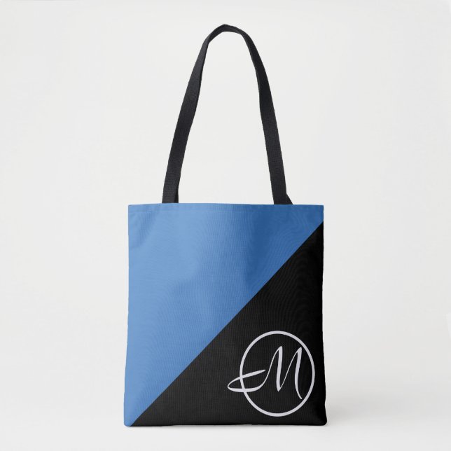 Bolsa Tote Monograma preto azul (Frente)