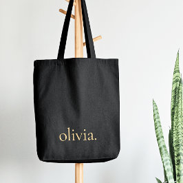 Bolsa Tote Monograma Preto Dourado Moderno Minimalista Elegan