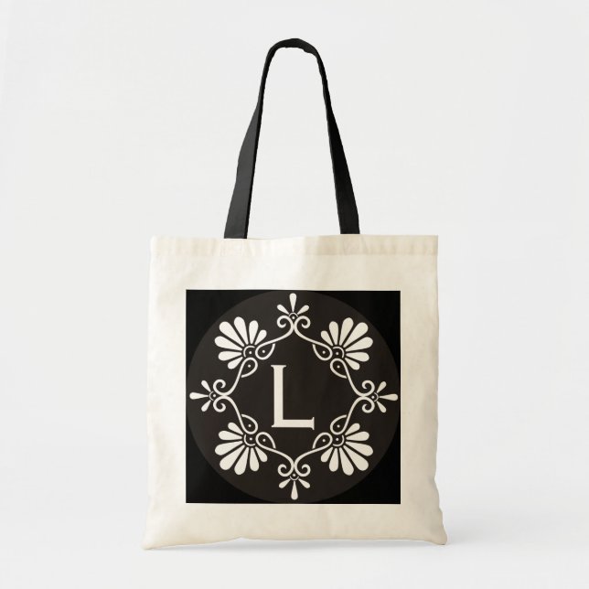 Bolsa Tote Monograma preto e branco (Frente)