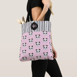 Bolsa Tote Monograma preto e branco, cor-de-rosa