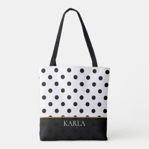 Bolsa Tote Monograma preto e branco do teste padrão de