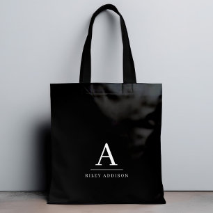 Bolsa Tote Monograma preto e branco minimalista moderno