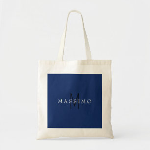 Bolsa Tote Monograma Preto Profissional Azul Seu Nome