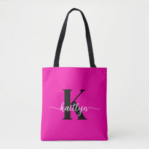 Bolsa Tote Monograma Preto Rosa Quente