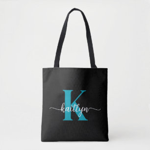 Bolsa Tote Monograma Preto Teal