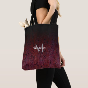 Bolsa Tote Monograma preto vermelho marrom do Patina do metal