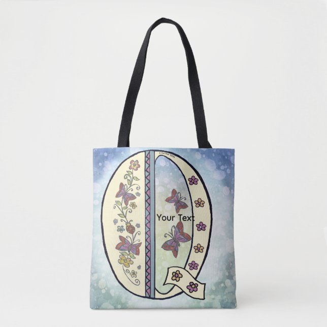 Bolsa Tote Monograma Q floral (Frente)