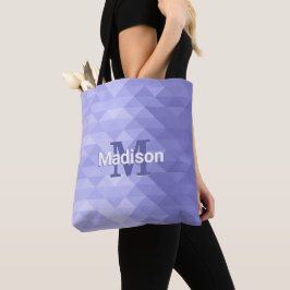 Bolsa Tote Monograma quadrado de geometria de triângulo roxo