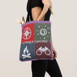 Bolsa Tote Monograma, retro bonito, acampamento Verão