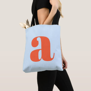 Bolsa Tote Monograma Retro com Letras Macias Laranja Azul Fof