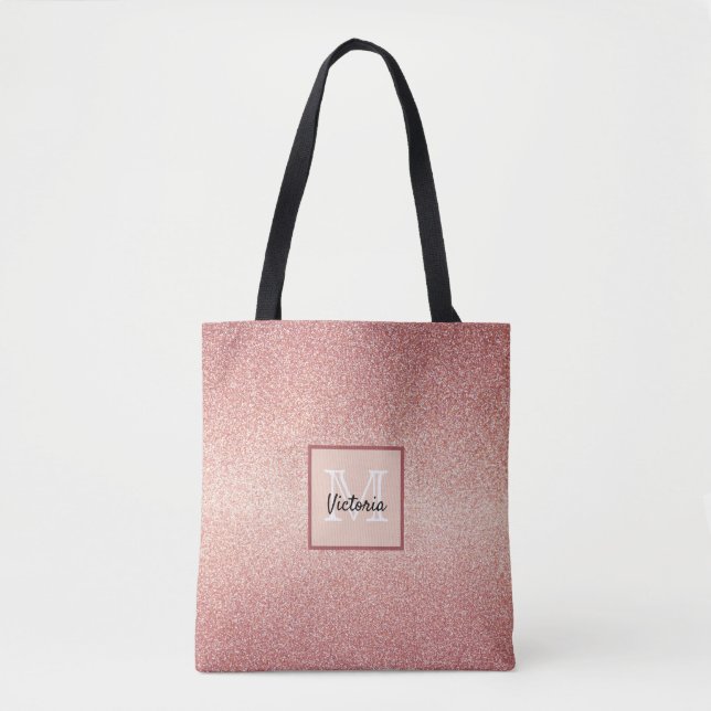 Bolsa Tote monograma rosa dourado (Frente)