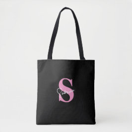 Bolsa Tote Monograma Rosa Minimalista Moderno Personalizado
