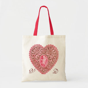 BOLSA TOTE MONOGRAMA ROSA VERMELHA DO CORAÇÃO DO LAÇO DO