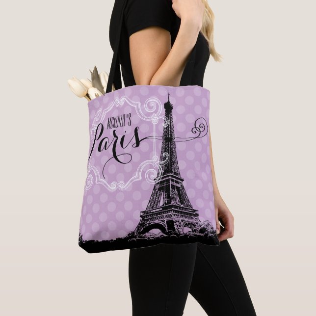 Bolsa Tote Monograma roxo Pastel da torre Eiffel à moda de (Close Up)