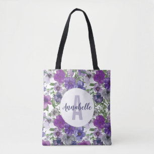Bolsa Tote Monograma Russo Vintage Floral Purple Floral Water