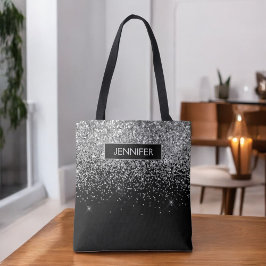 Bolsa Tote Monograma Silver Glitter Sparkle