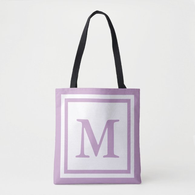 Bolsa Tote Monograma Simples Branco e Lilac (Frente)