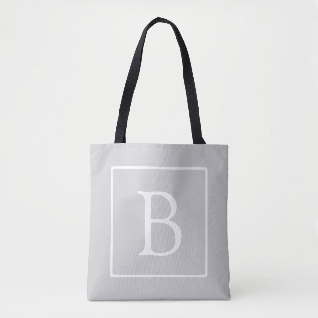 Bolsa Tote Monograma Simples Cinza Claro (Frente)