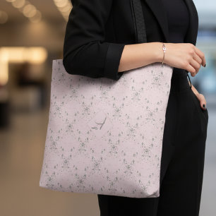 Bolsa Tote Monograma Simples de Padrão Leve Rosa Escamuflado
