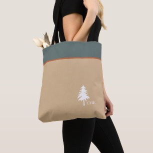 Bolsa Tote Monograma Tree Green Tan Nature Inscrito