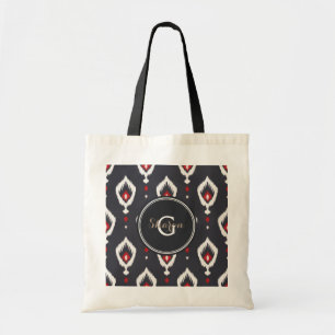 Bolsa Tote Monograma tribal chique do teste padrão do ikat