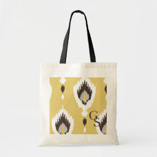 Bolsa Tote Monograma tribal de ikat amarelo-boho