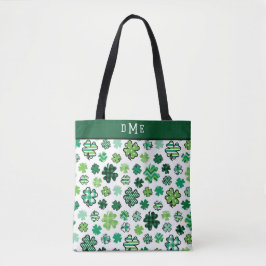 Bolsa Tote Monograma triplo de padrão de Shamrock irlandês